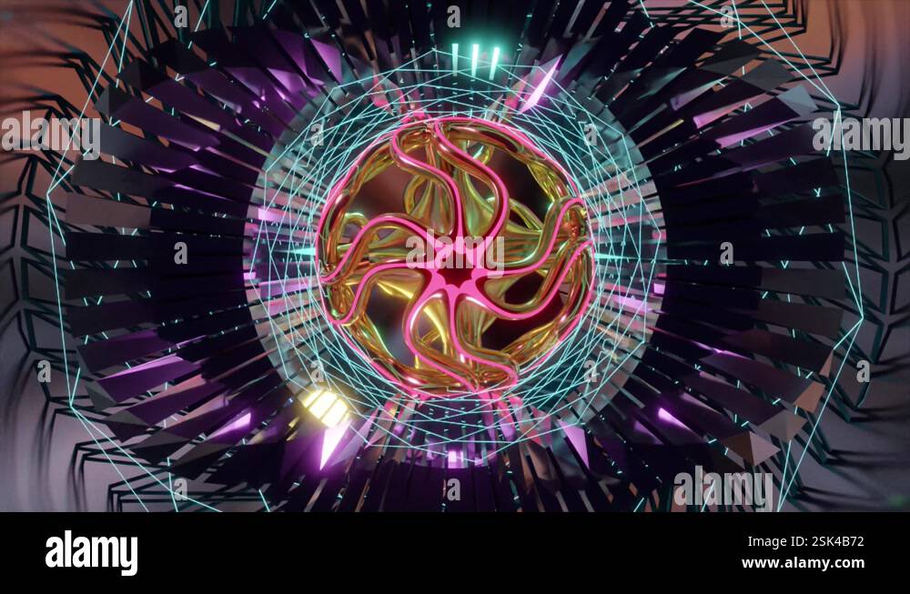 Abstract background 3D animation shiny futuristic objects transforming ...