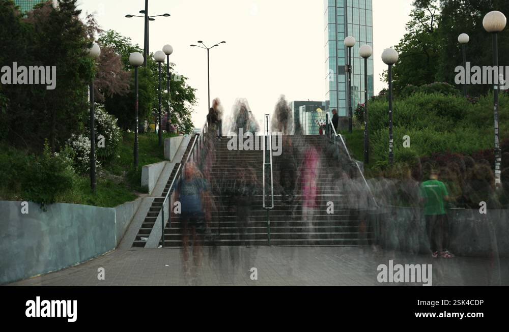 Time lapse people walking up and down the steps Stock Video Footage - Alamy