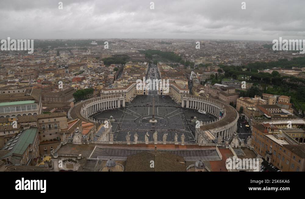 View Overlooking St Peter's Square From Top Of Basilica Di San Pietro ...