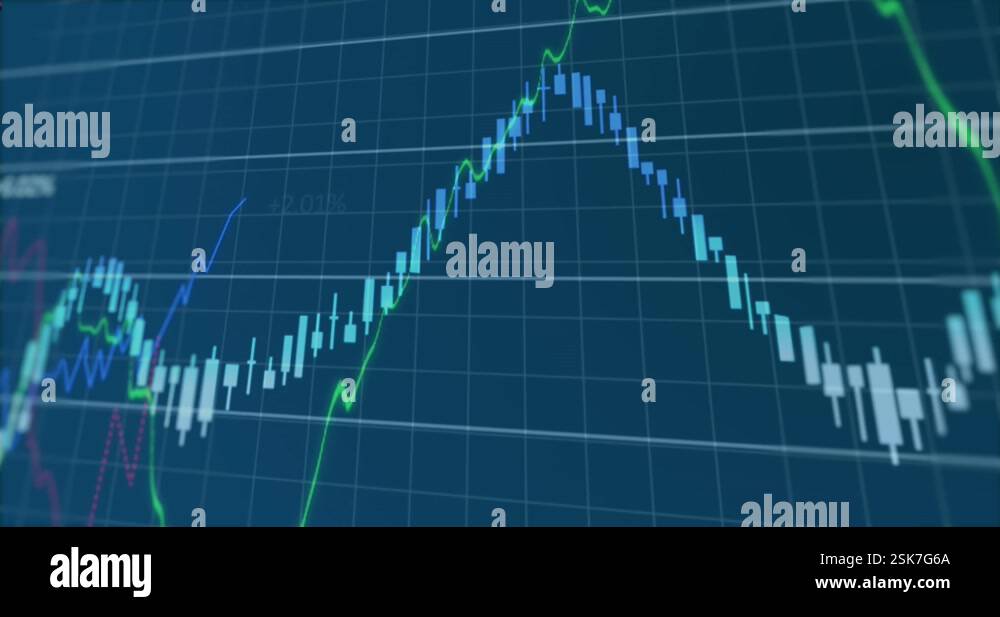 Animation of multiple graphs with changing numbers over grid pattern ...