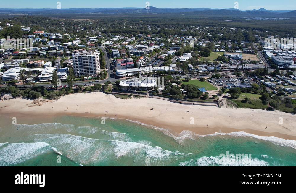 Beach And Suburbs In Sunshine Coast, Queensland, Australia - aerial ...