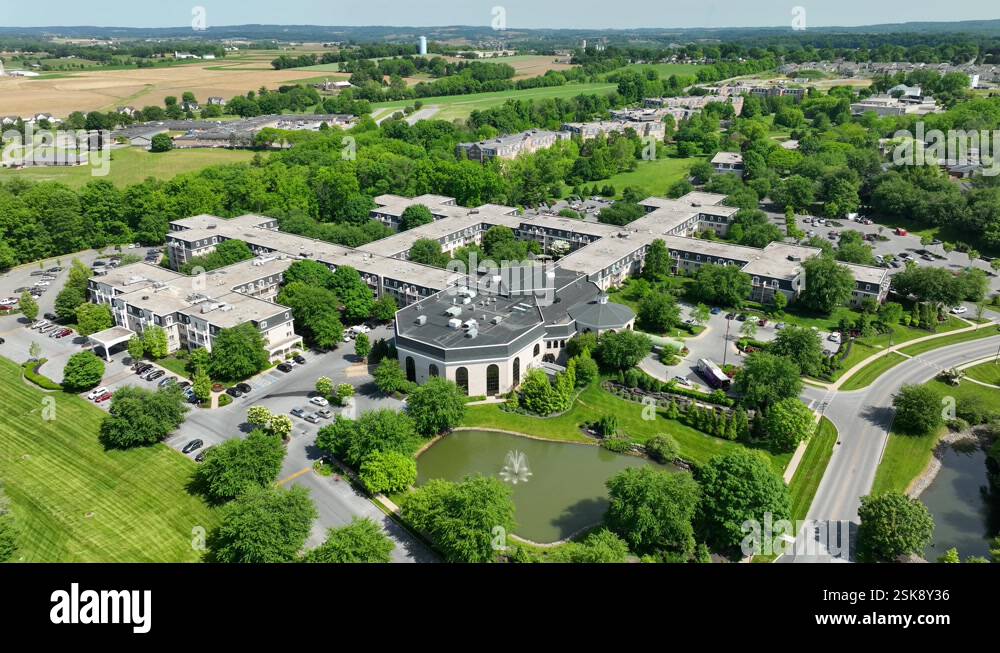 Panoramic view of an expansive apartment complex community surrounded ...