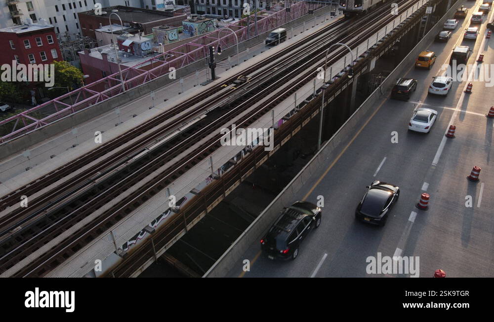 New York City subway passing through Brooklyn at rush hour Stock Video ...