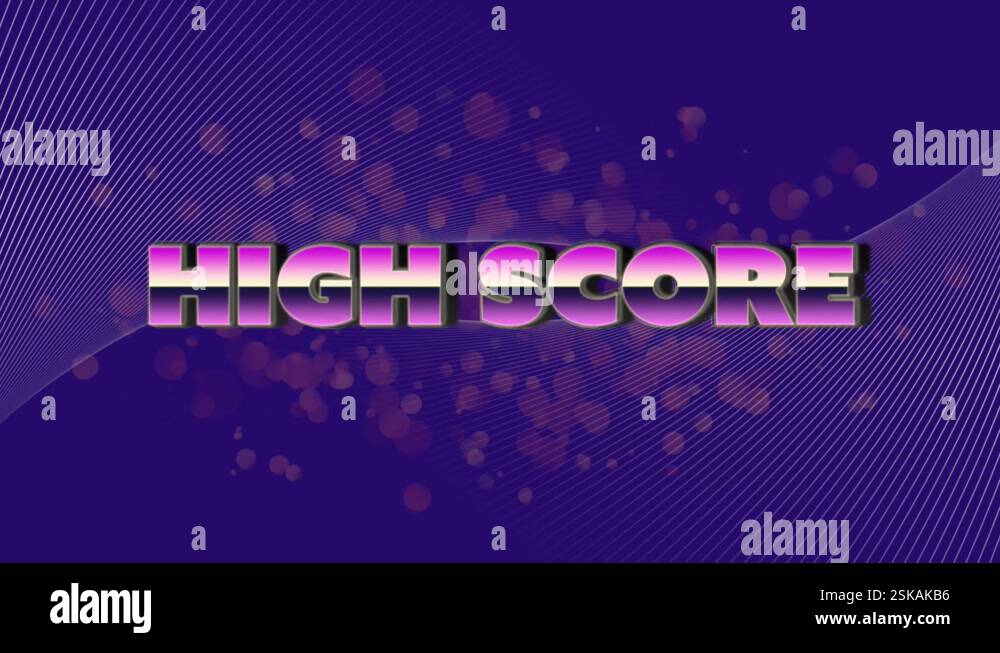 Animation of high score text over spots on purple background Stock ...