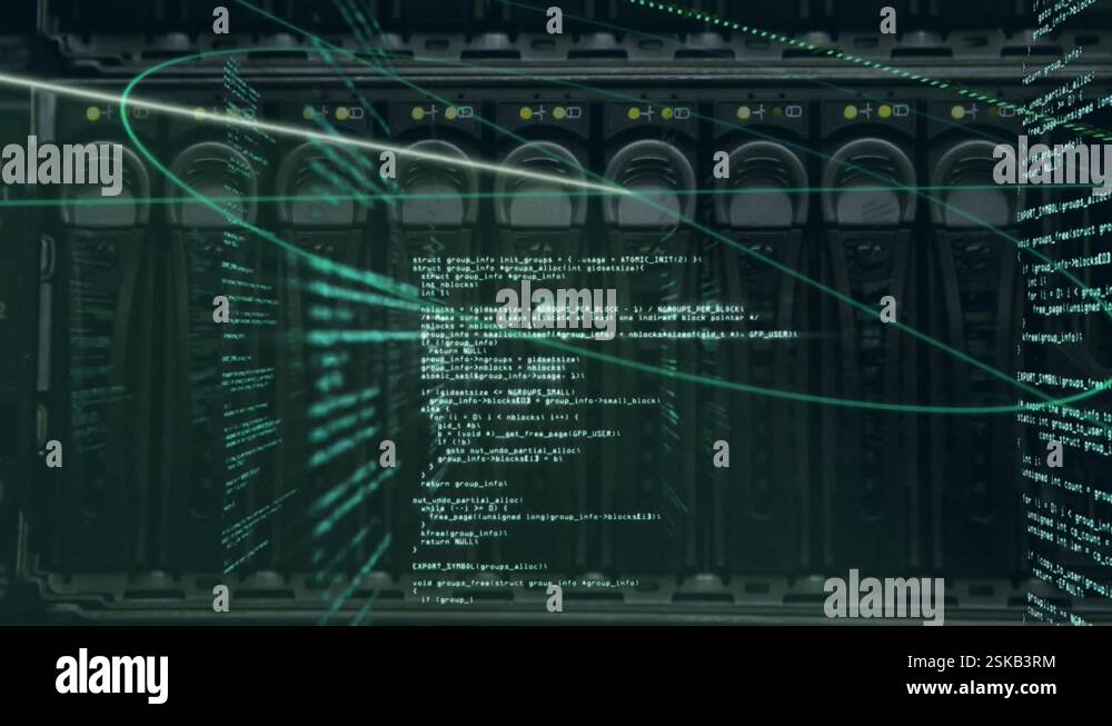 Animation of round scanner over data processing against close up of a ...