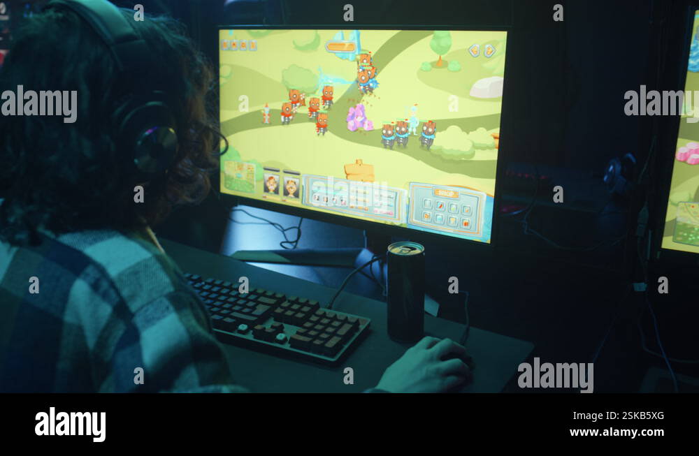 Anonymous Girl Playing Fun Cartoon Video Game in Cyberclub Stock Video ...