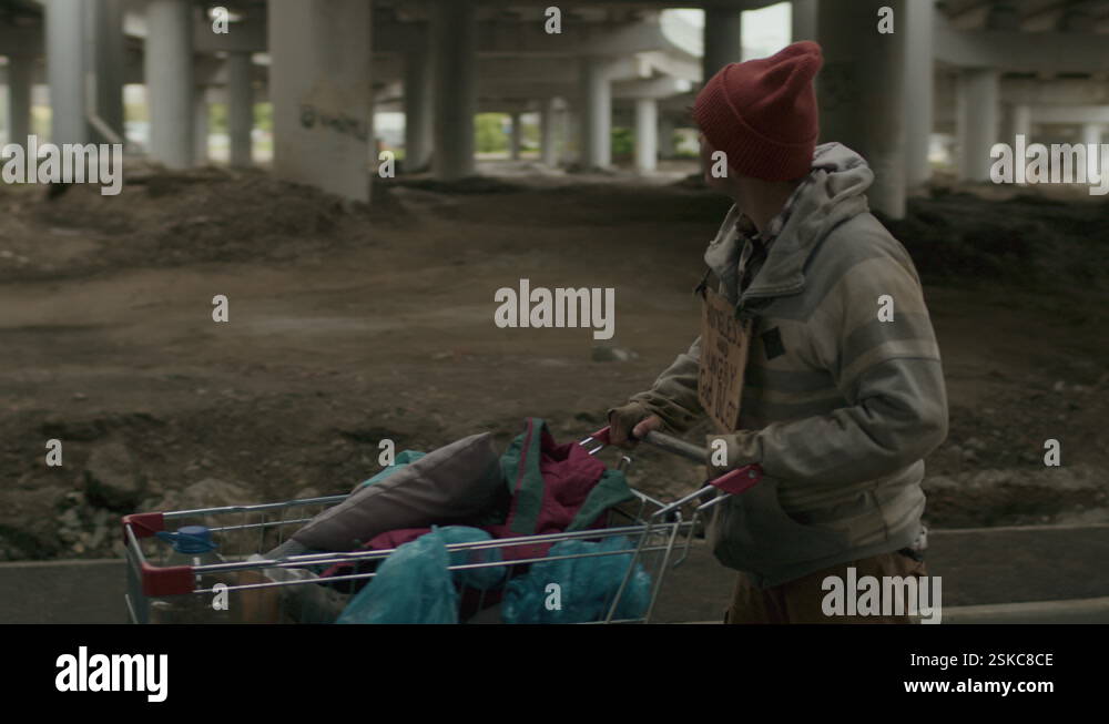 Homeless Man in Rags Looking around and Choosing Direction Stock Video ...