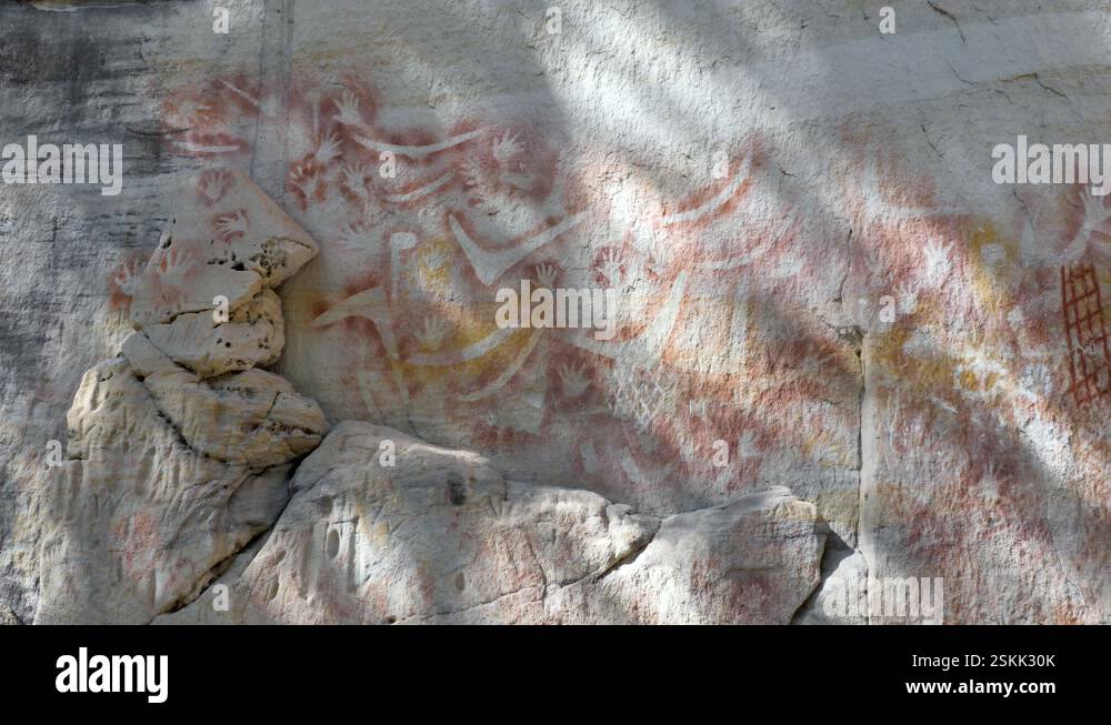 Aboriginal cave painting rock art about dreamtime stories from ...