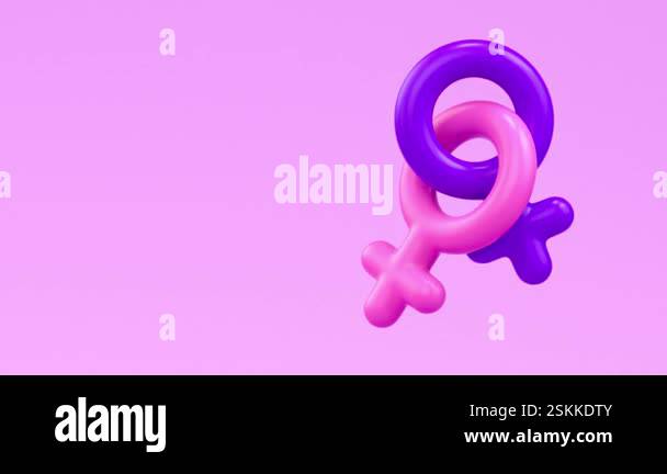 Women Rights Animation Looping video with two isolated female symbols united on a pink ...