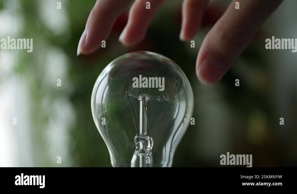 Girl Turn Off the Light in Dark Room, Child Turning Led Bulb Light On ...