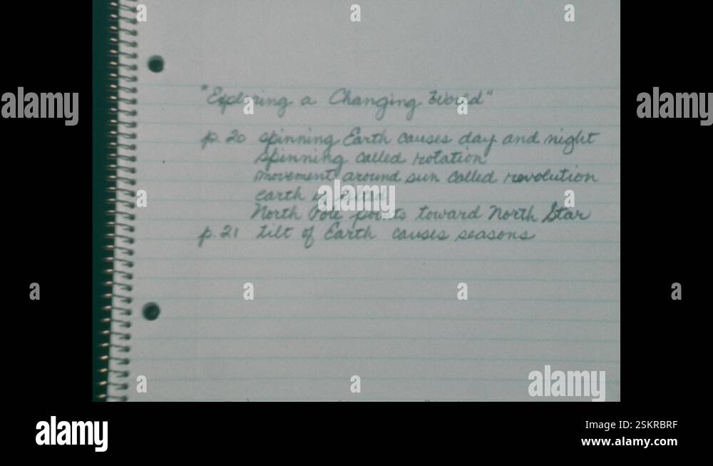 1960s: Handwritten notes sit on page of spiral notebook Stock Video ...
