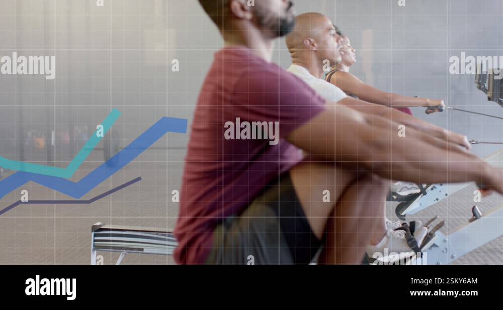 Animation of graph processing data over diverse men and woman training ...