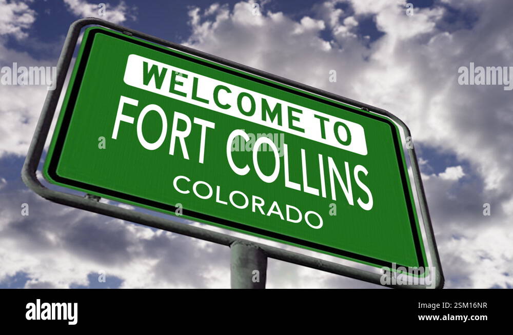 Welcome to Fort Collins, Colorado. USA City Road Sign, Realistic 3d ...