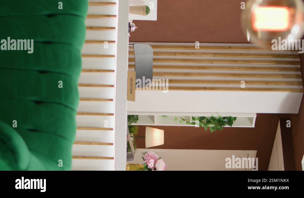 Vertical video Reception front desk for registrations Stock Video ...