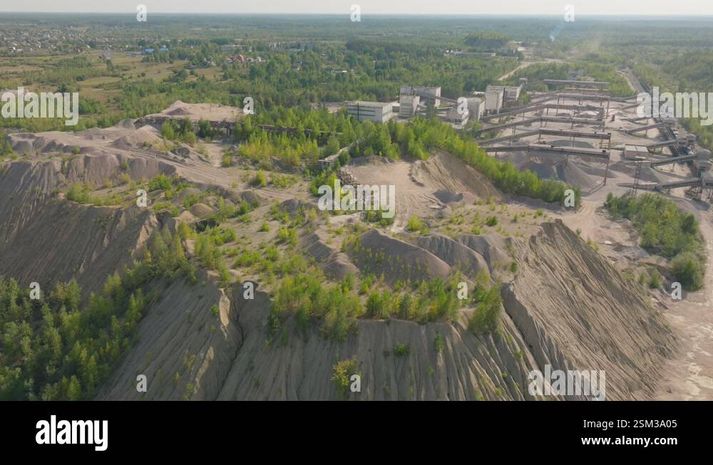 Iron ore granite quarry mining aerial drone industrial view mineral ...