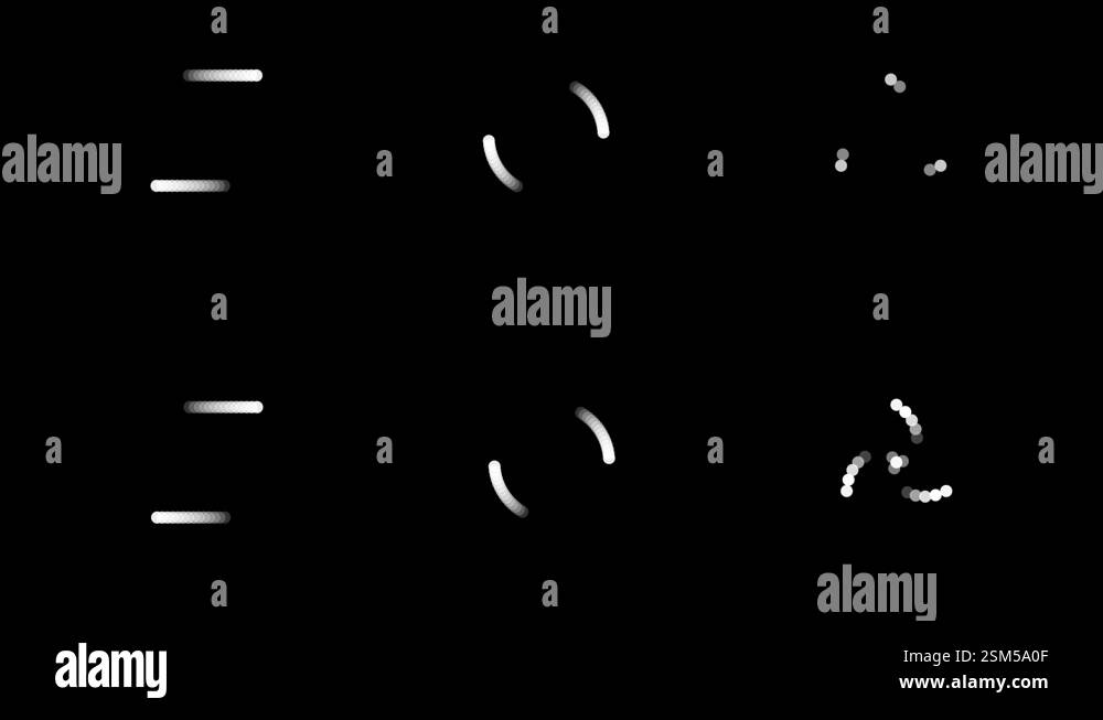 Six simple animated geometric shapes representing an uploading action ...