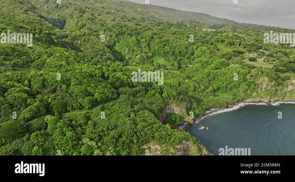 Maui Hawaii Aerial v4 drone flyover Pailoa point capturing nature Stock ...