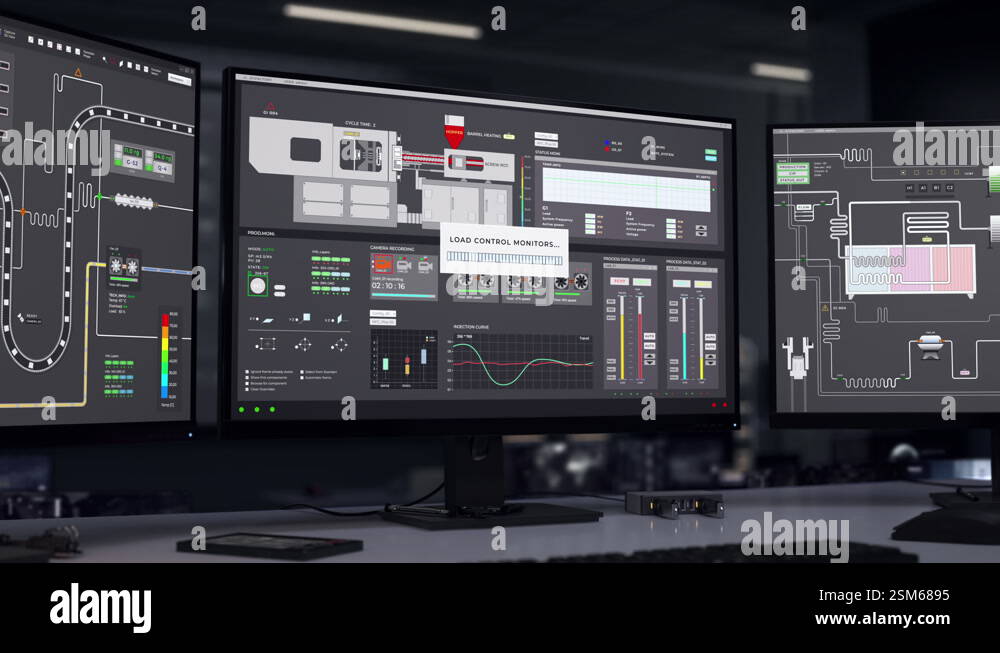 Loading Automated Equipment Control Display To Check Manufacturing ...