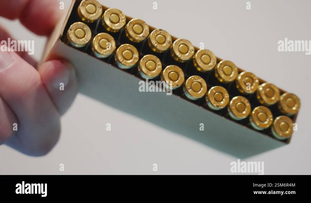 Ammo to an old lever action rifle being examined Stock Video Footage