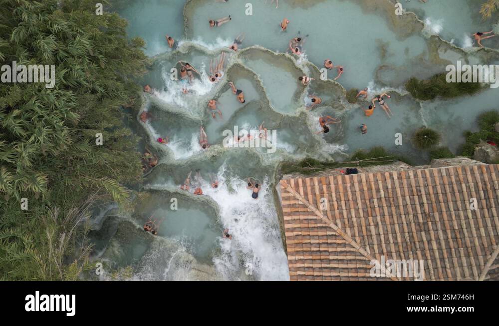 People Bathing in Natural Waterfalls and Hot Springs of Saturnia. Top ...