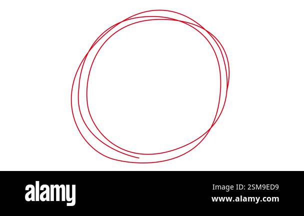 Animated red decorative lines is drawn. Hand drawn linear circle frame ...