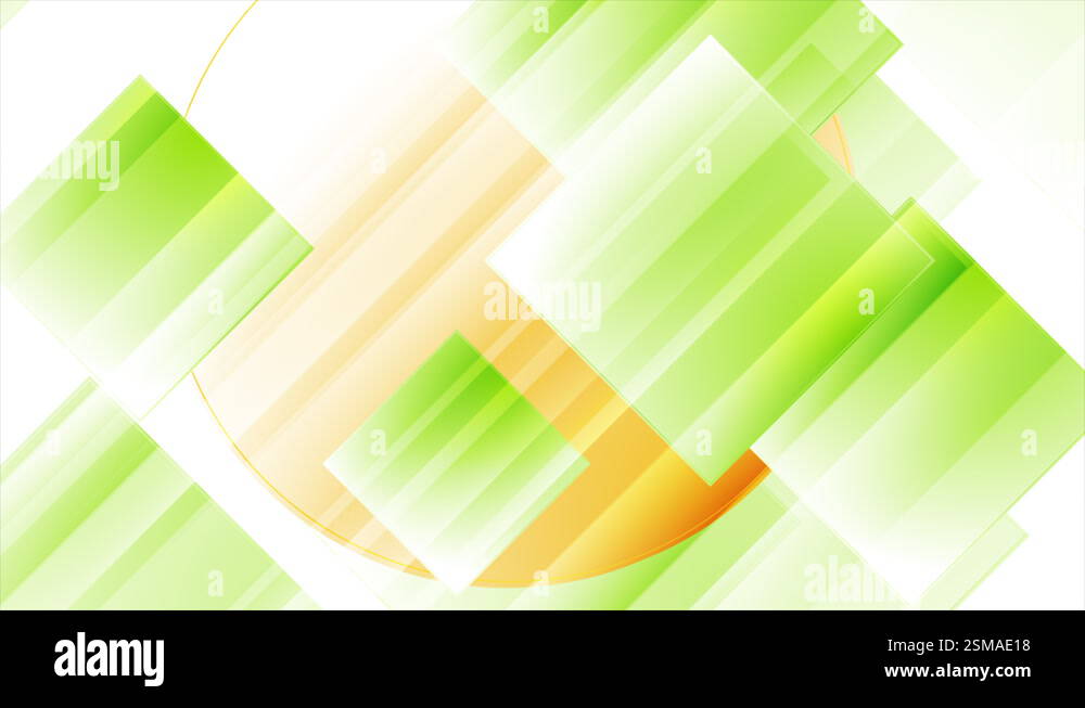 Green orange abstract minimal motion background with glossy squares ...
