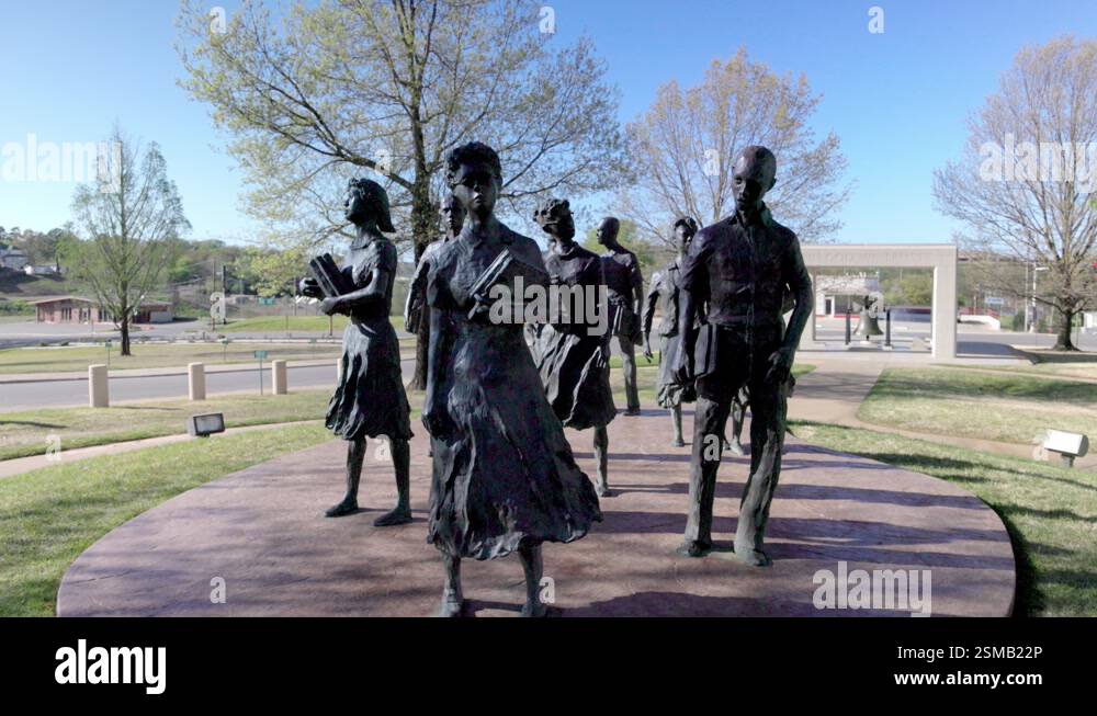Little Rock Nine American Civil Rights statue on the grounds of the ...