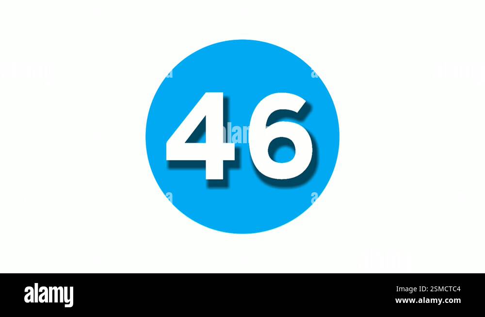 Number 46 forty six sign symbol animation motion graphics on blue ...