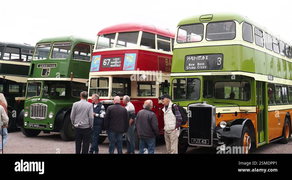A vintage bus rally at the Quorn and Woodhouse railway station in Quorn ...