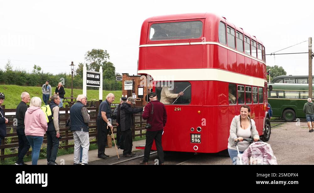 A vintage bus rally at the Quorn and Woodhouse railway station in Quorn ...