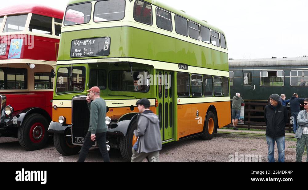 A vintage bus rally at the Quorn and Woodhouse railway station in Quorn ...