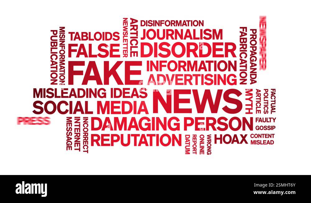 Fake News animated word cloud,animation tag kinetic typography seamless ...