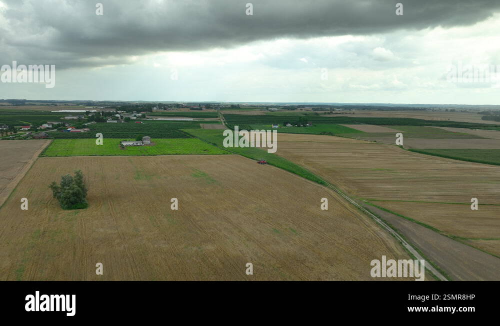 Aerial view of a vast rural landscape, featuring expansive fields Stock ...