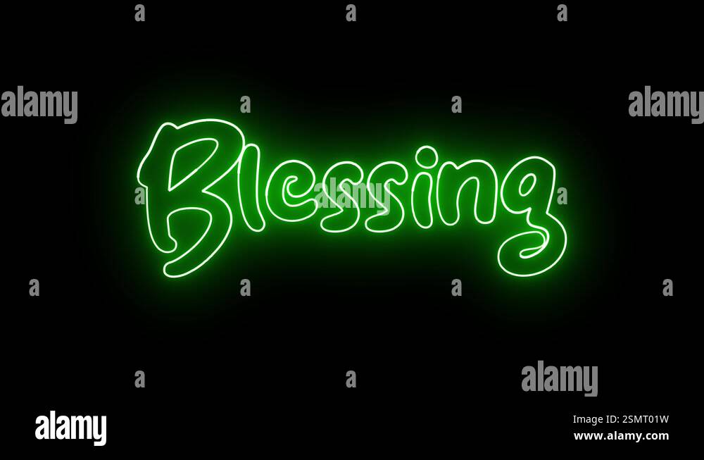 'Blessing' text animation with neon glow line Stock Video Footage - Alamy