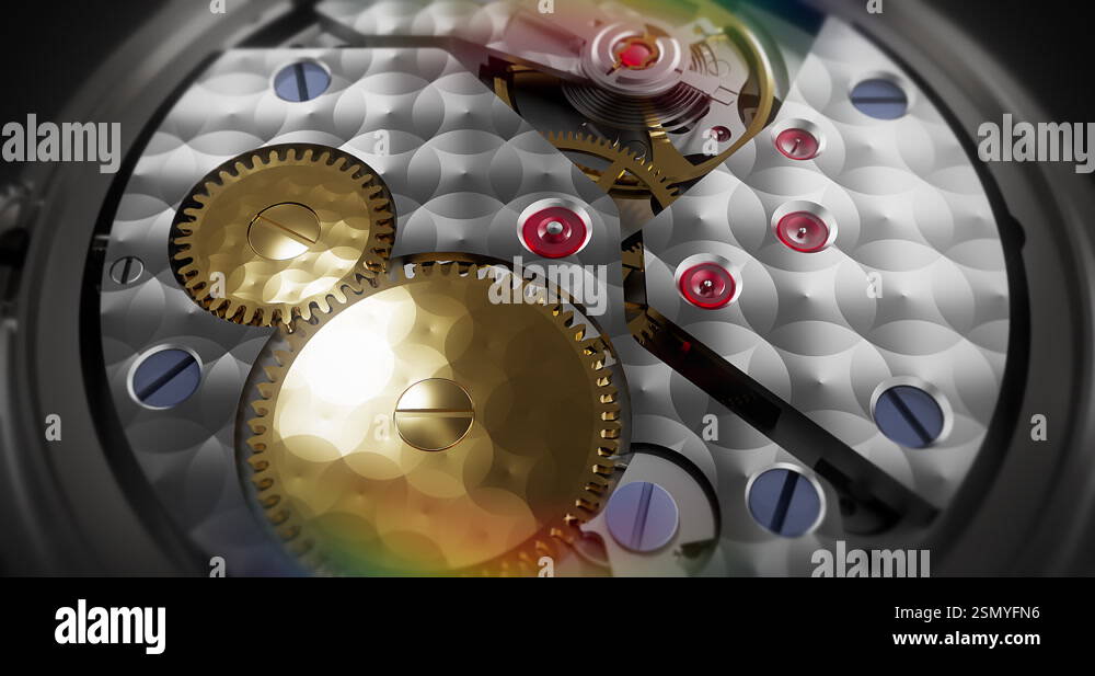 Close-Up View of Automatic Watch's Internal Movement in 3D Animation ...