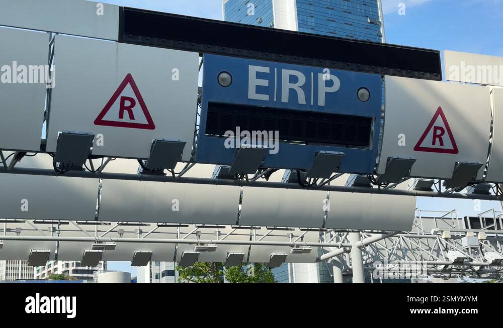 Singapore, Singapore - 08/21/2024: ERP (Electronic Road Pricing) gantry ...