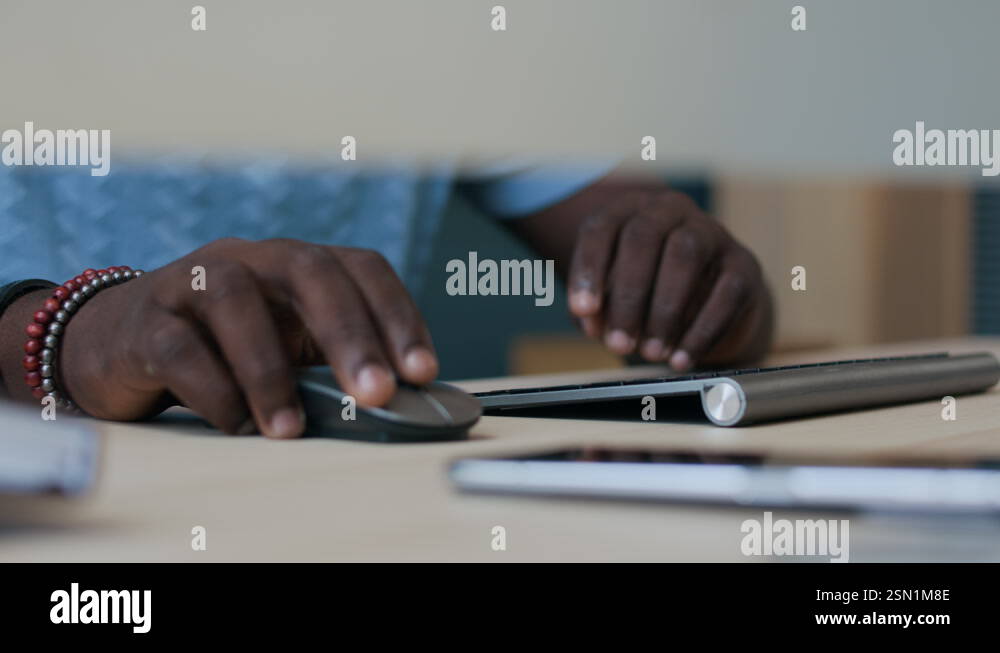 Black Male College Student Typing on Keyboard during Programming Lesson ...