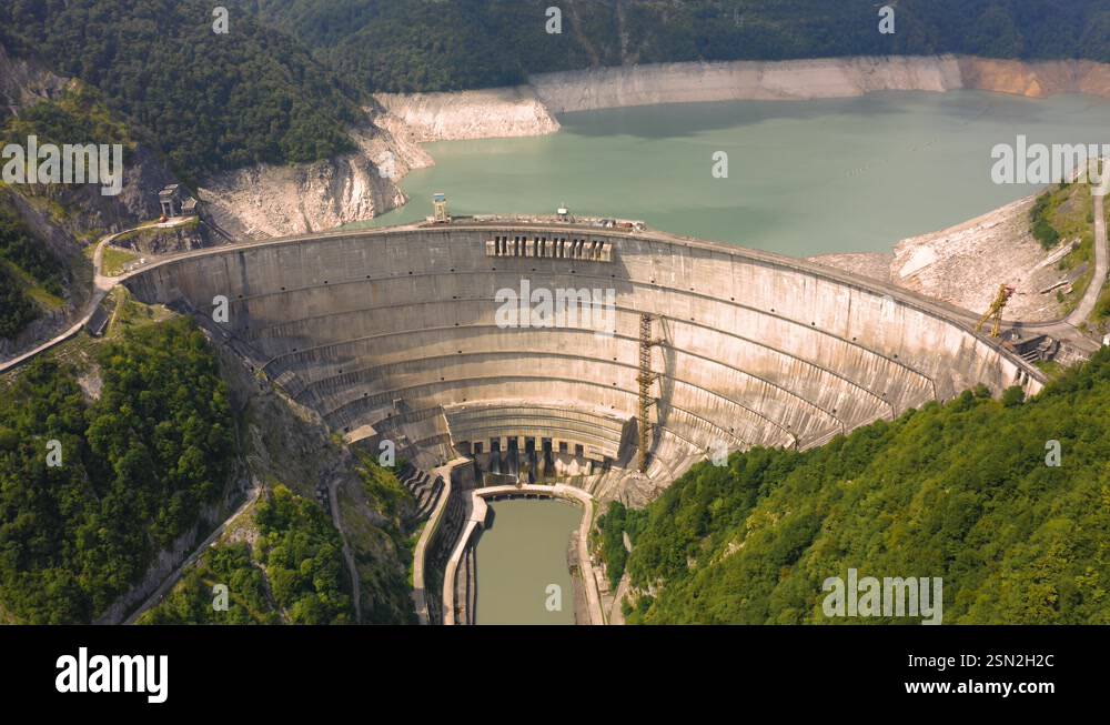 Aerial view of Enguri Dam Stock Video Footage - Alamy