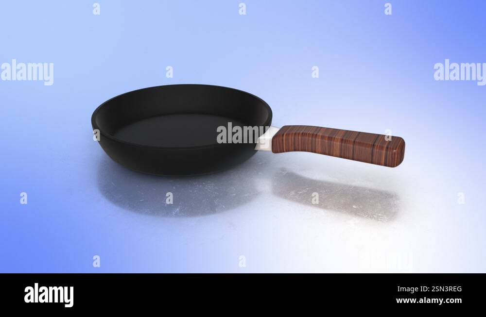 3d Frying Pan On A Reflective Floor Kitchen Items 3d Animation 4k