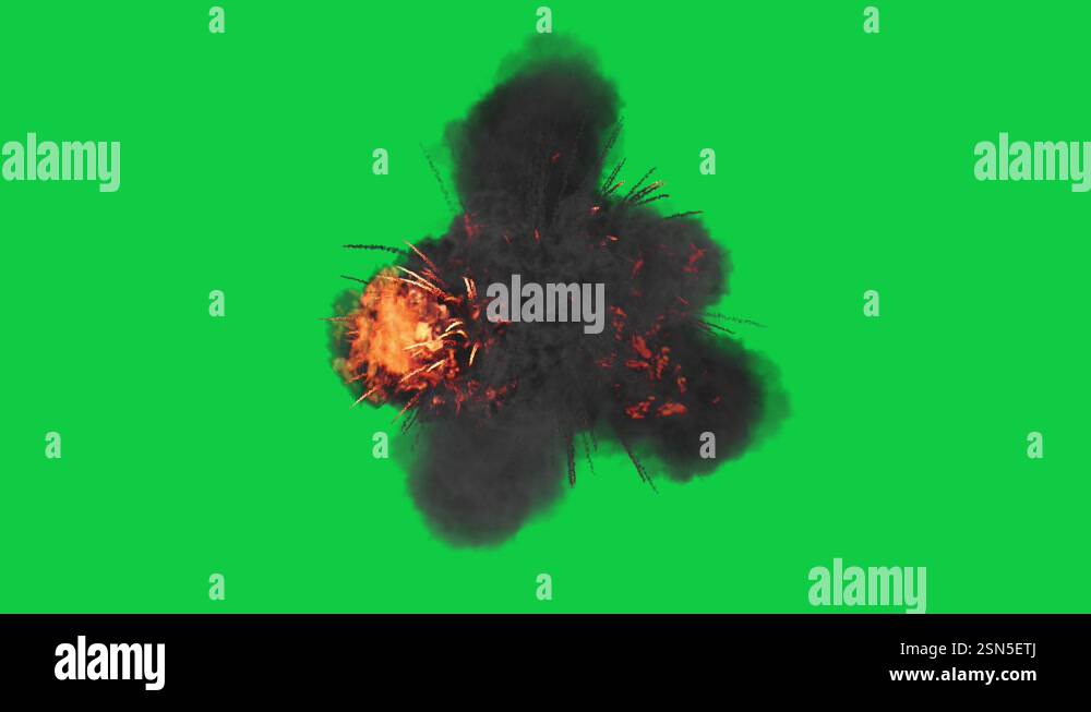 Epic explosion with fire and smoke on green screen. Ultra-HD 4K VFX ...