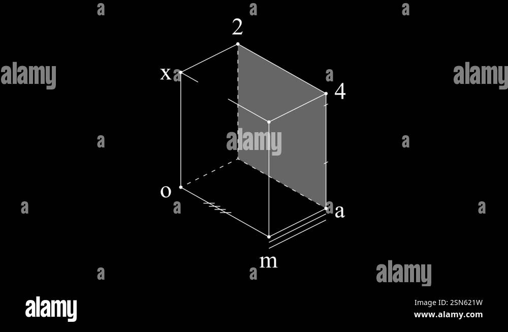 Minimalist 3D diagram of rectangular parallelepiped on black background ...