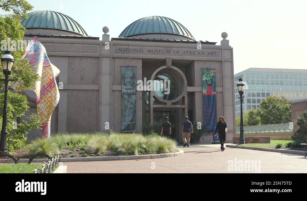 People visiting National Museum of African Art 4k Stock Video Footage People visiting National Museum of African Art 4k Stock Video Footage