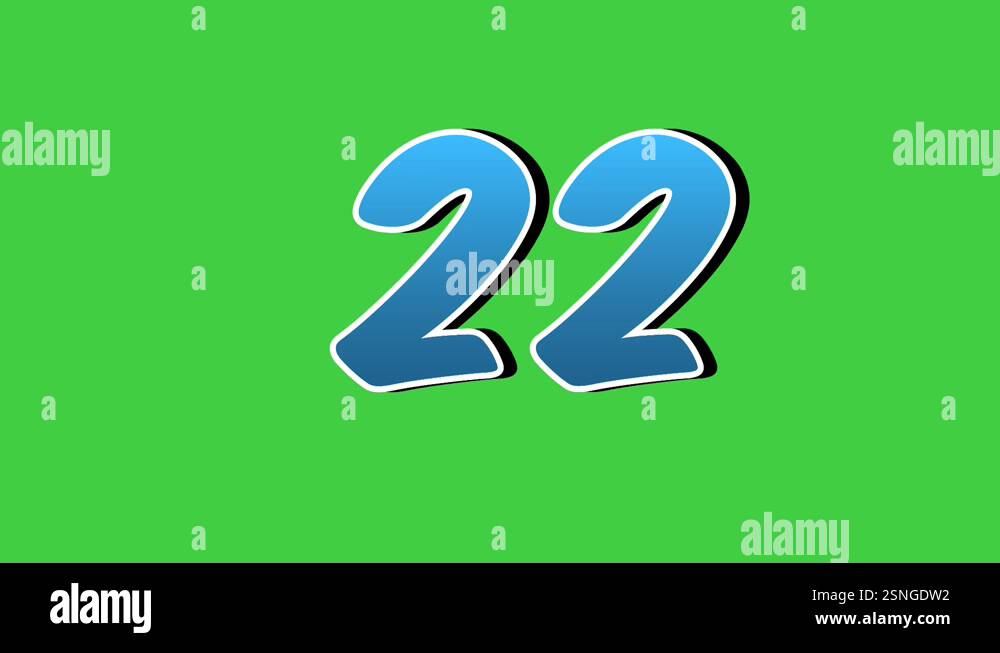 Number 22 twenty two symbol sign animation motion graphics cartoon blue ...