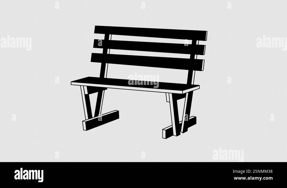 Wooden bench in rustic style graphic animation. Alpha channel Stock ...