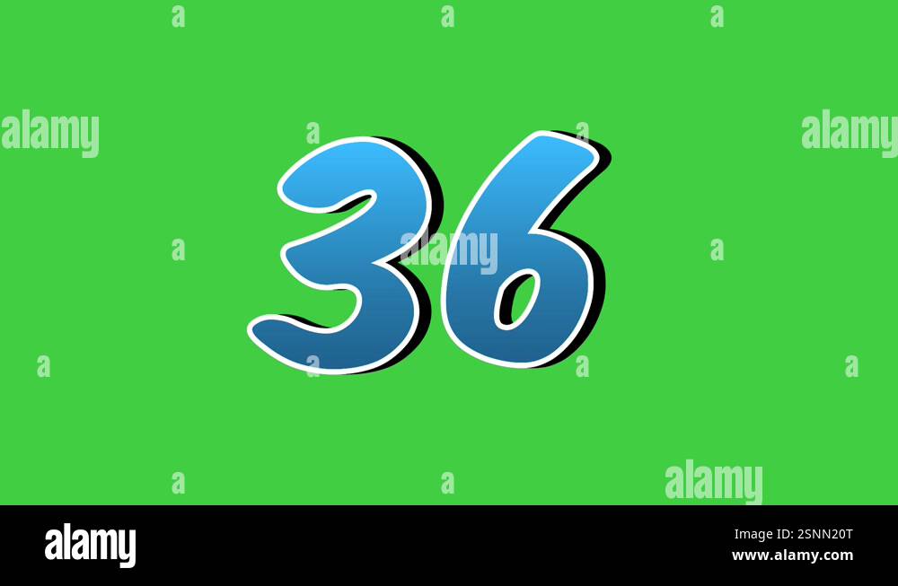 Number 36 thirty six symbol sign animation motion graphics cartoon blue ...