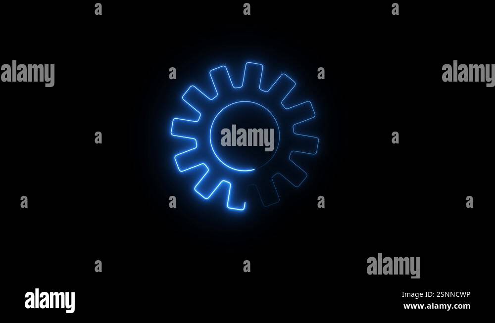 Neon settings icon animation isolated. gear setting icon, Spinning ...