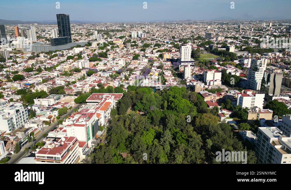 Drone flying over Ruben Dario Park in Guadalajara Stock Video Footage ...