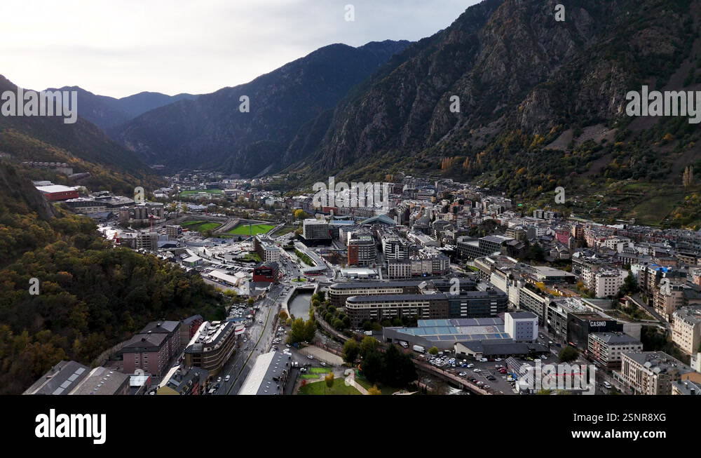 Drone Footage Highlighting Andorra La Vellas Homes And Roadways Set 