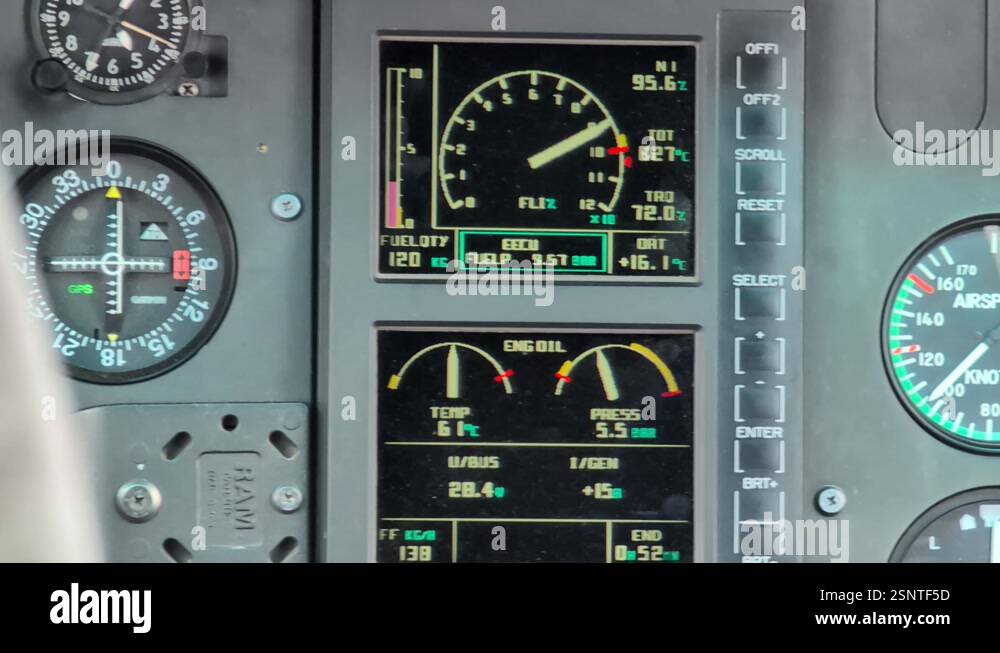 A close-up view of the complex array of instruments and controls inside ...