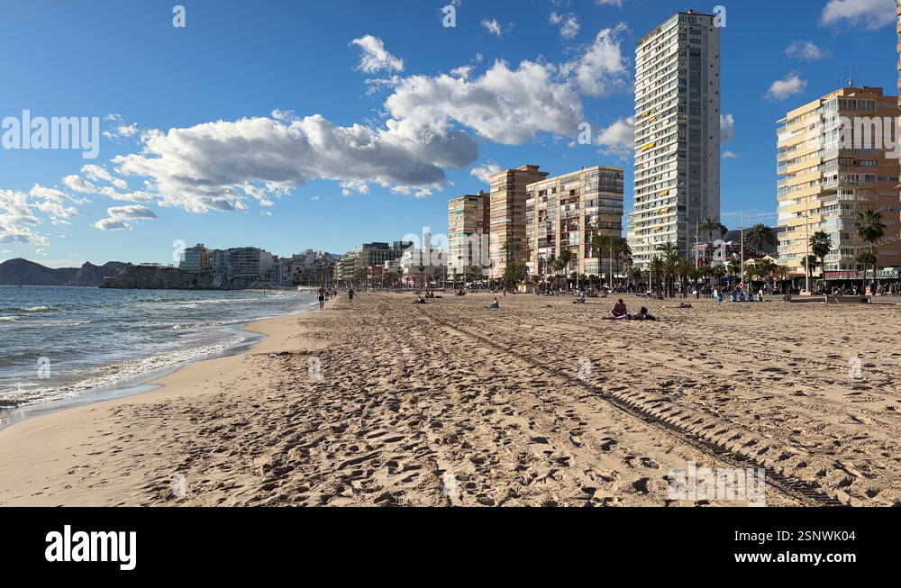 Benidorm, Spain; January 11, 2025 The Levante Beach on the White Coast